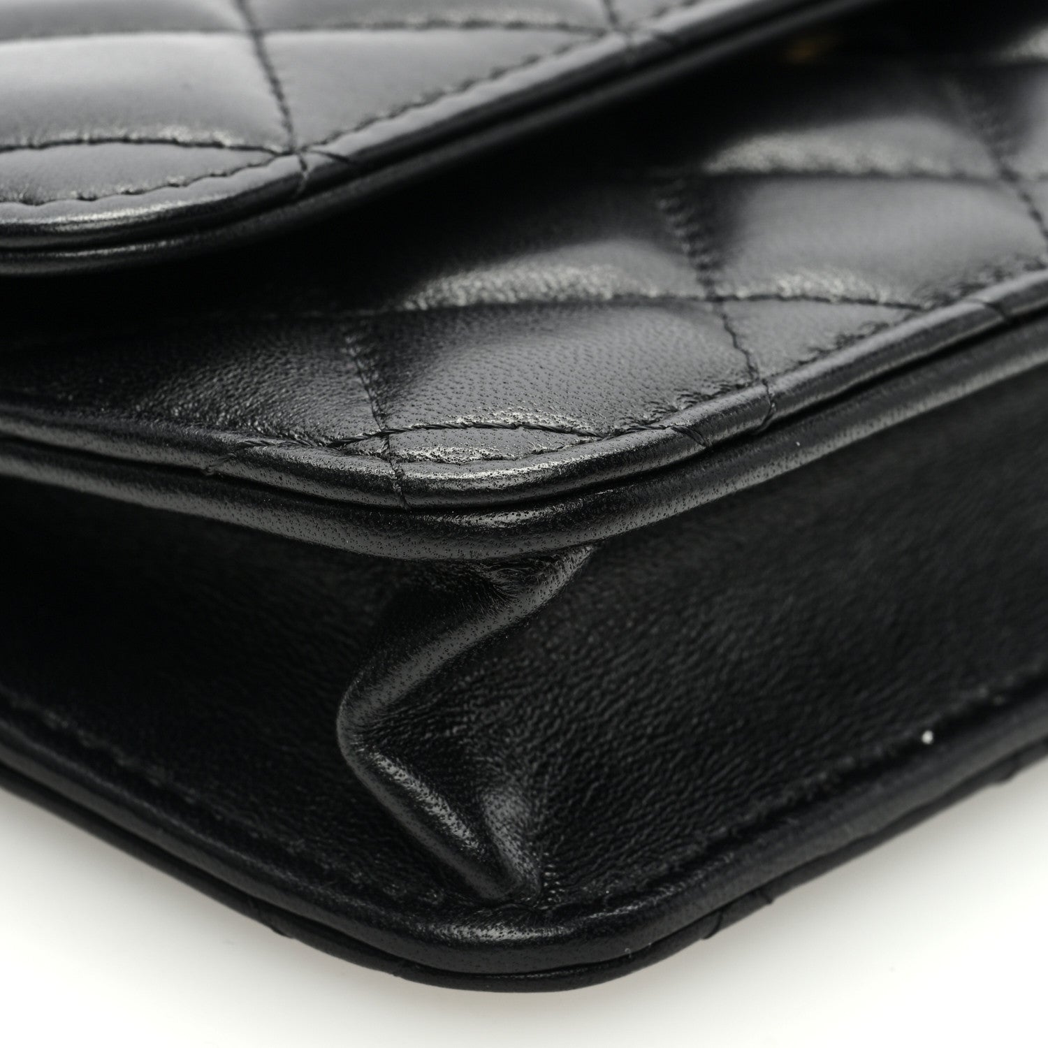 Chanel Lambskin Quilted Sweet Camellia Flap Phone Holder With Chain Black 8 of 10