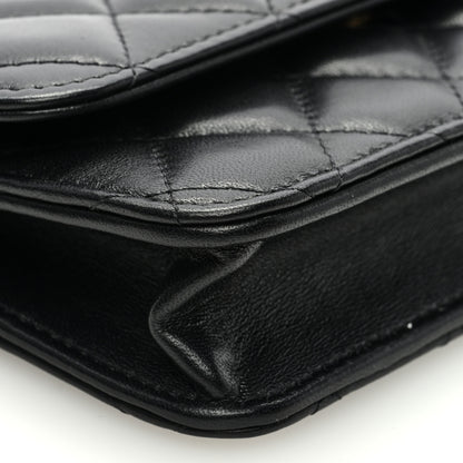 Chanel Lambskin Quilted Sweet Camellia Flap Phone Holder With Chain Black 8 of 10