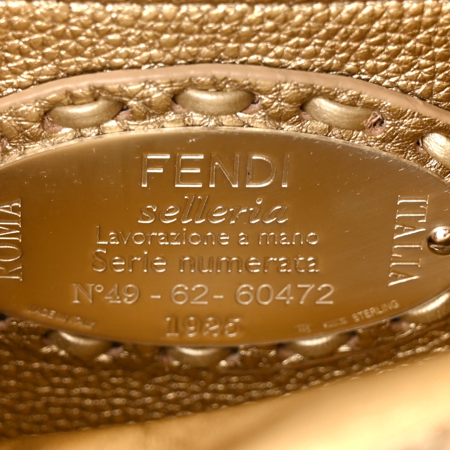 Fendi Metallic Cuoio Roma Sellerissima Nappa Sintetica Tape Stitch Petite Peekaboo I SEE U Iconic Satchel Platino 7 of 11