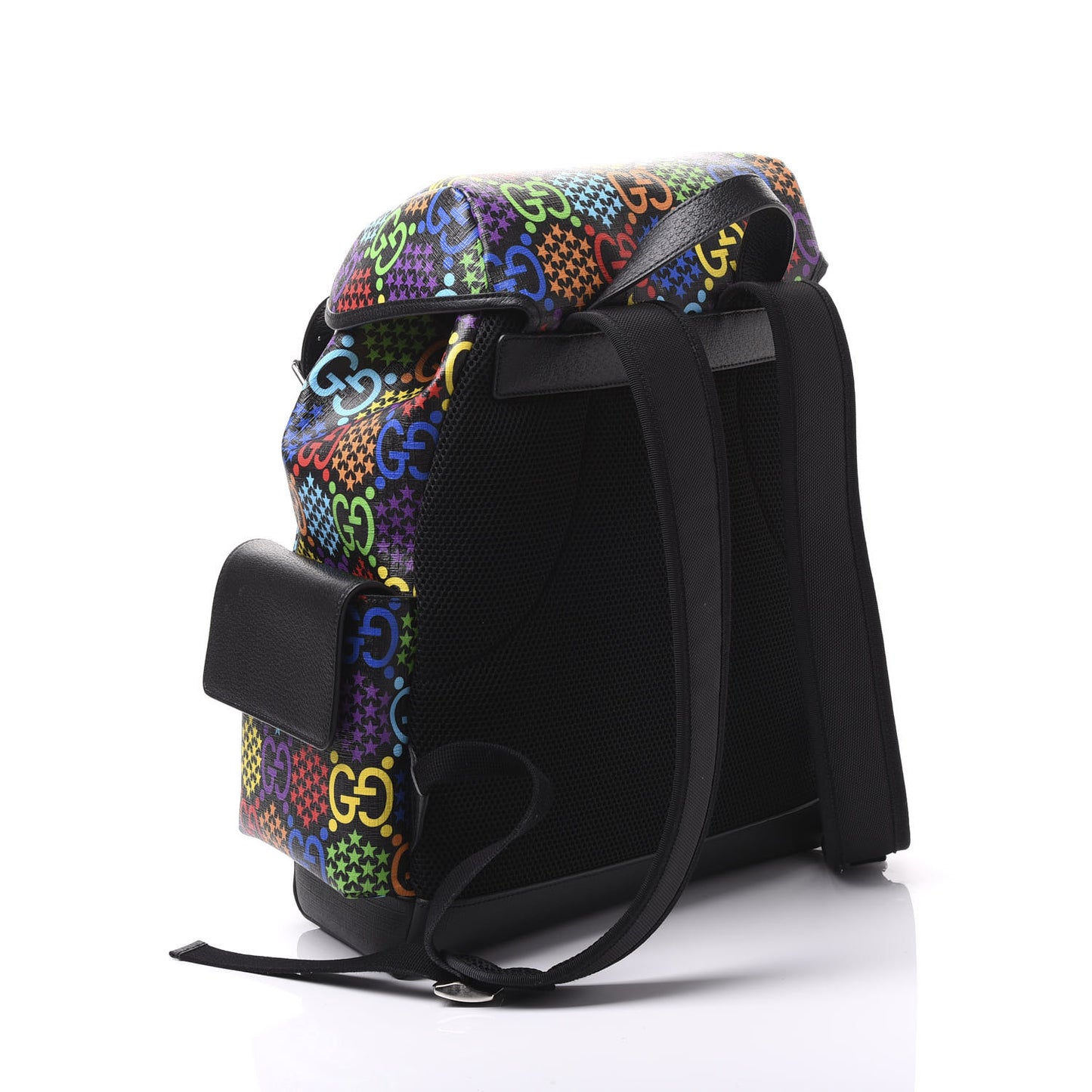 GG Supreme Monogram Psychedelic Medium Double Buckle Backpack Black Multicolor