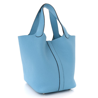 Hermes Taurillon Clemence Picotin Lock 18 PM Bleu Du Nord 3 of 10