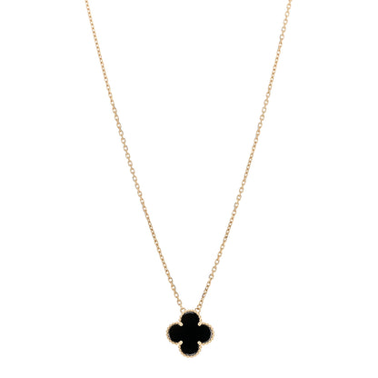 Van Cleef & Arpels 18K Yellow Gold Black Onyx Vintage Alhambra Pendant Necklace 1 of 6