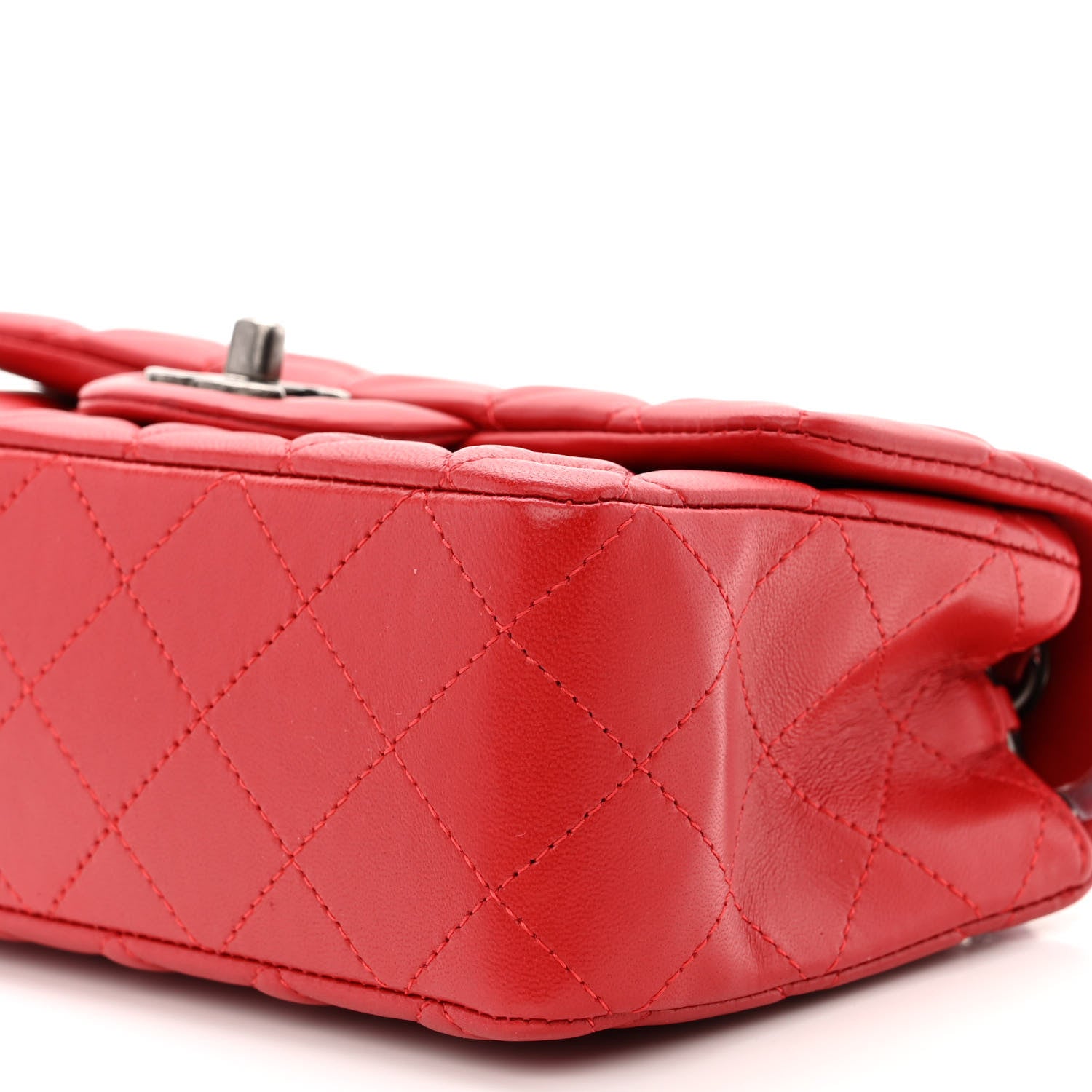 Chanel Lambskin Quilted Mini Rectangular Flap Red 10 of 11