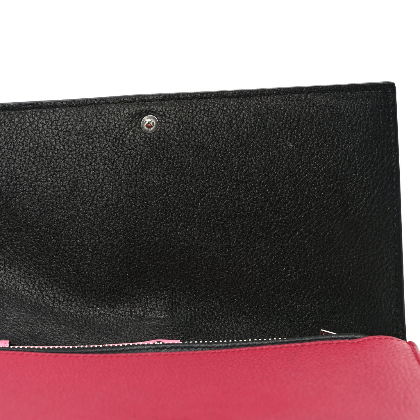 Grained Calfskin Anagram Wallet on Chain Raspberry Wild Rose