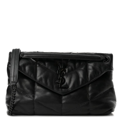 Saint Laurent Lambskin Quilted Small Loulou Puffer Monogram Chain Satchel Black 1 of 10