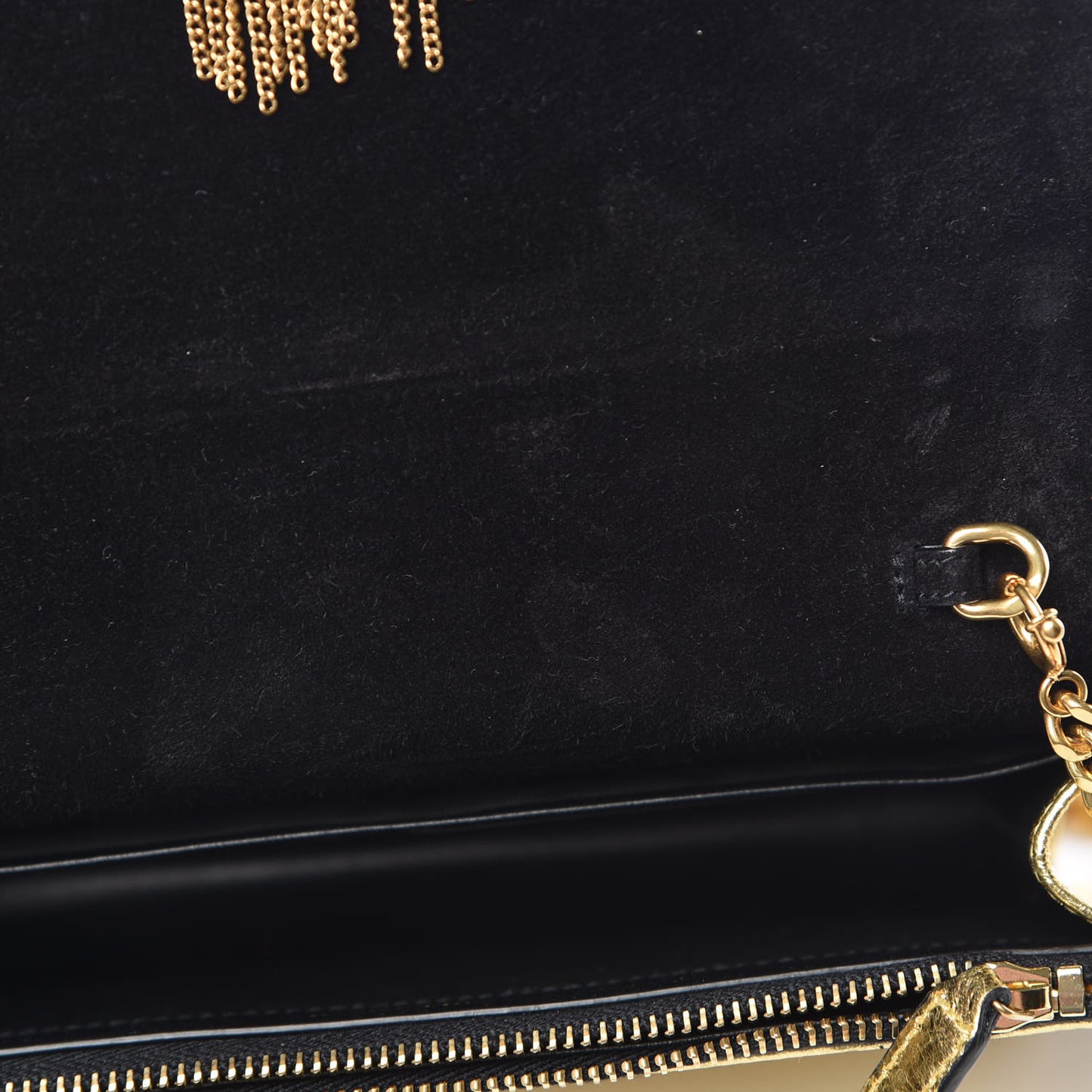 Metallic Goatskin Lambskin Classic Monogram Kate Tassel Chain Wallet Gold