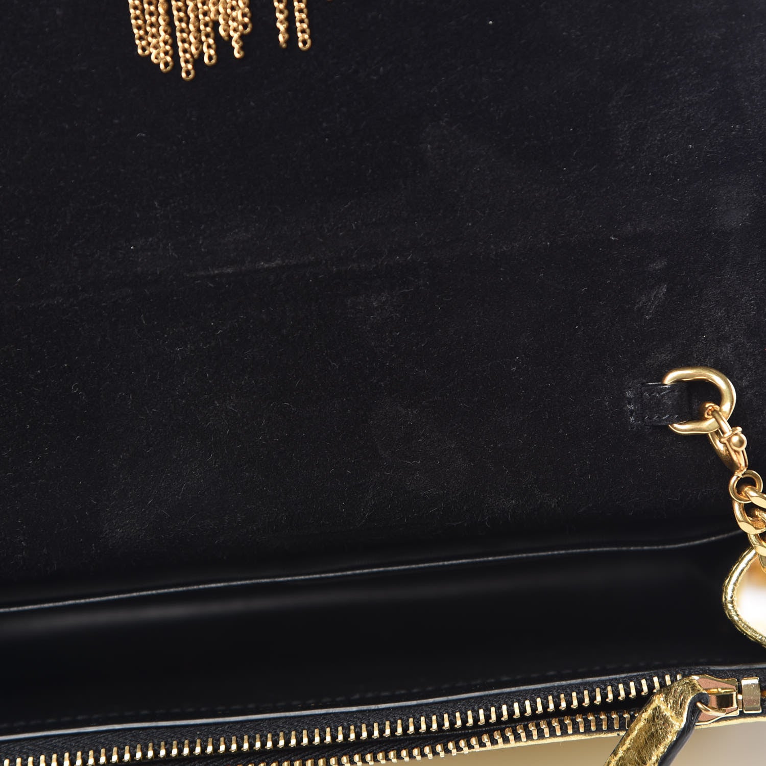 Saint Laurent Metallic Goatskin Lambskin Classic Monogram Kate Tassel Chain Wallet Gold 7 of 9