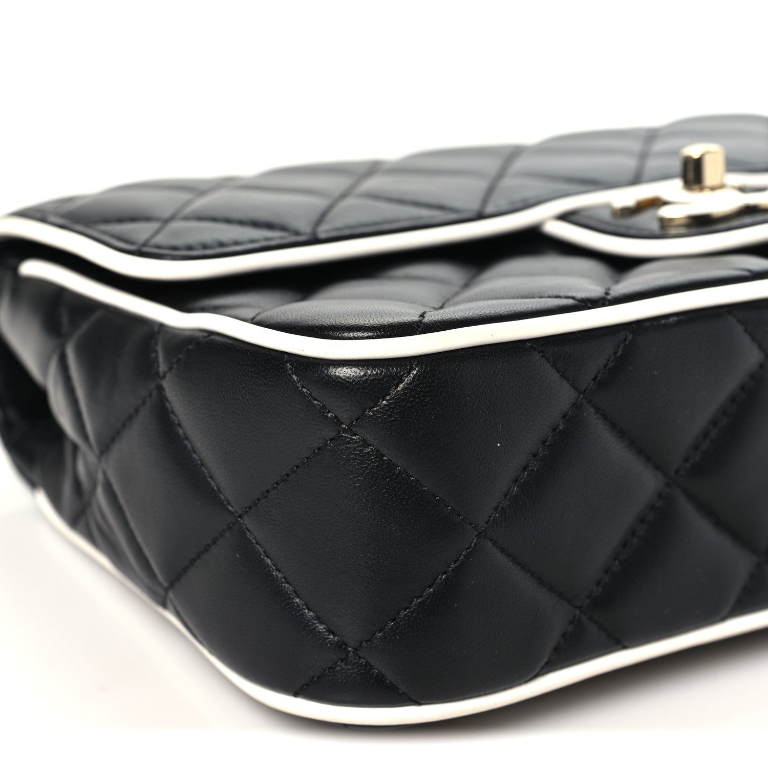 Chanel Lambskin Quilted Resin Graphic Frame Flap Bag Black White 9 of 10