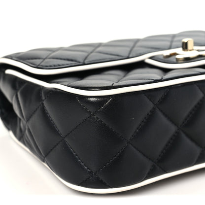 Chanel Lambskin Quilted Resin Graphic Frame Flap Bag Black White 9 of 10