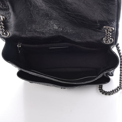 Saint Laurent Crinkled Calfskin Matelasse Monogram Medium Niki Chain Satchel Black 5 of 8