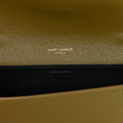 Saint Laurent Grain De Poudre Monogram Uptown Chain Wallet Olive 7 of 10