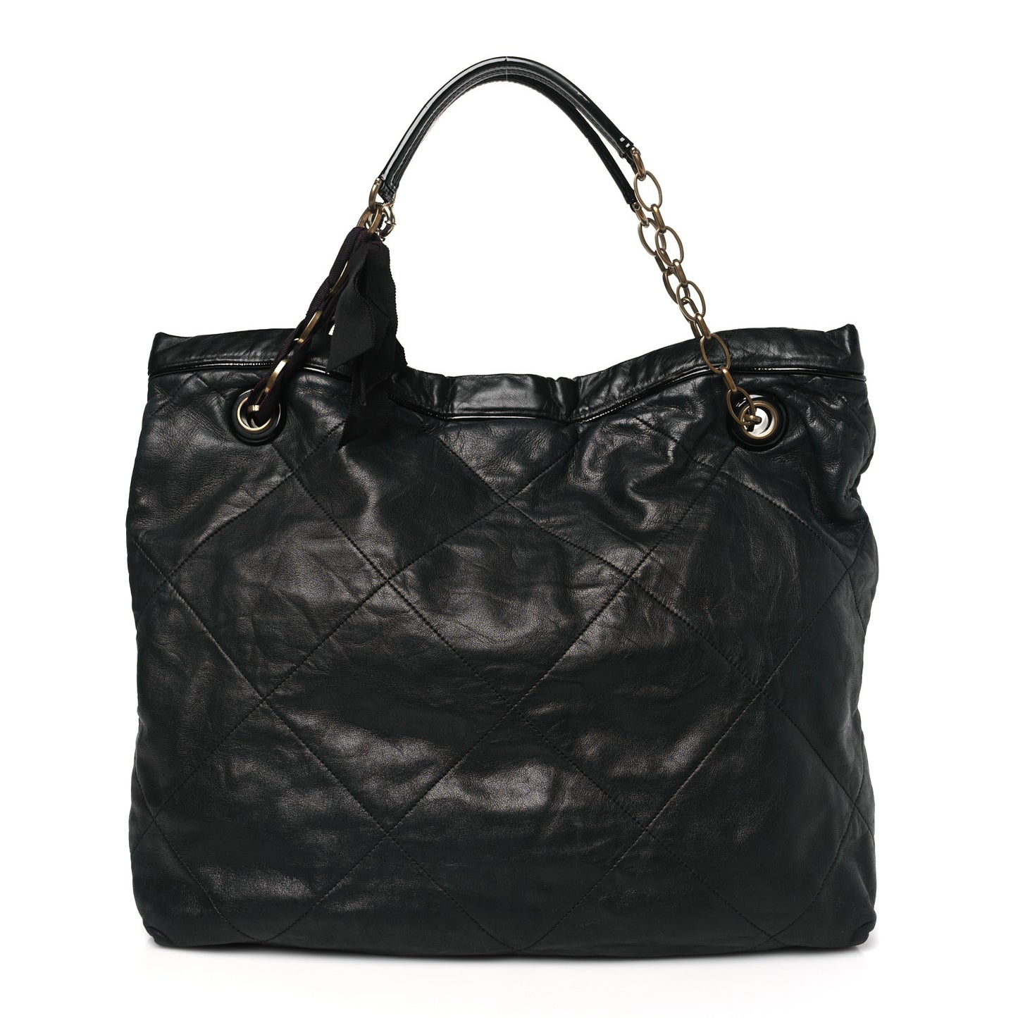 Lambskin Quilted Amalia Cabas Tote Black