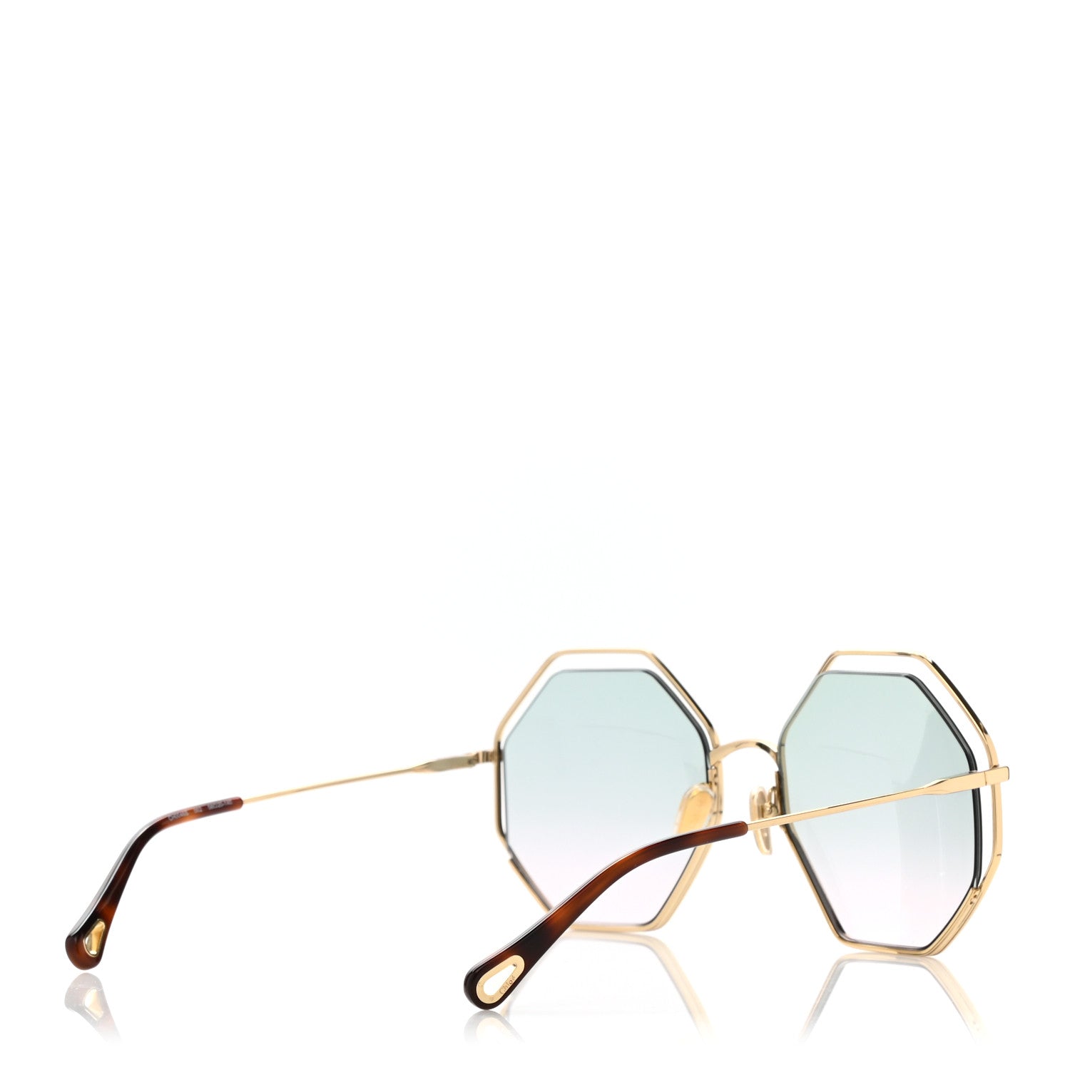Chloe Poppy Octagonal Sunglasses CH0046S Havana Green Rose 4 of 7