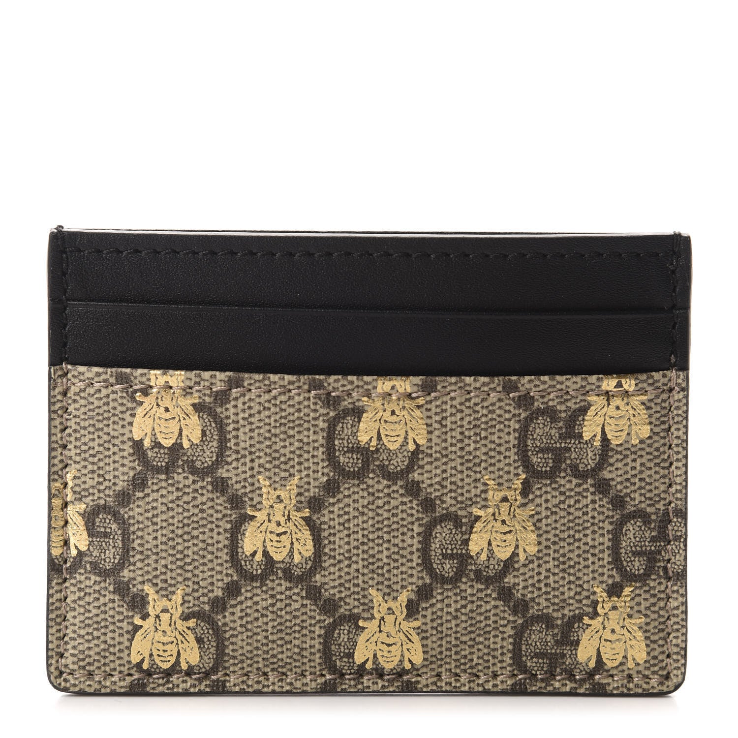 Gucci GG Supreme Monogram Bees Card Holder Black 1 of 7