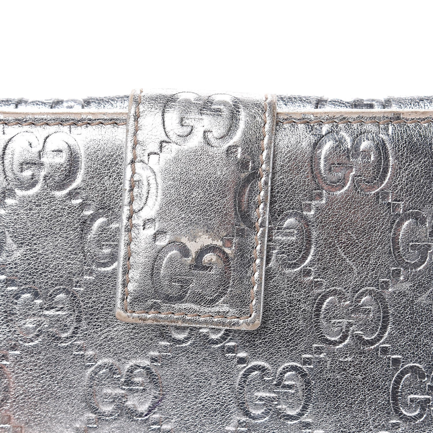 Gucci Metallic Guccissima Metal Bar French Flap Wallet Silver 12 of 13