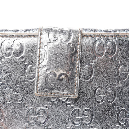 Gucci Metallic Guccissima Metal Bar French Flap Wallet Silver 12 of 13