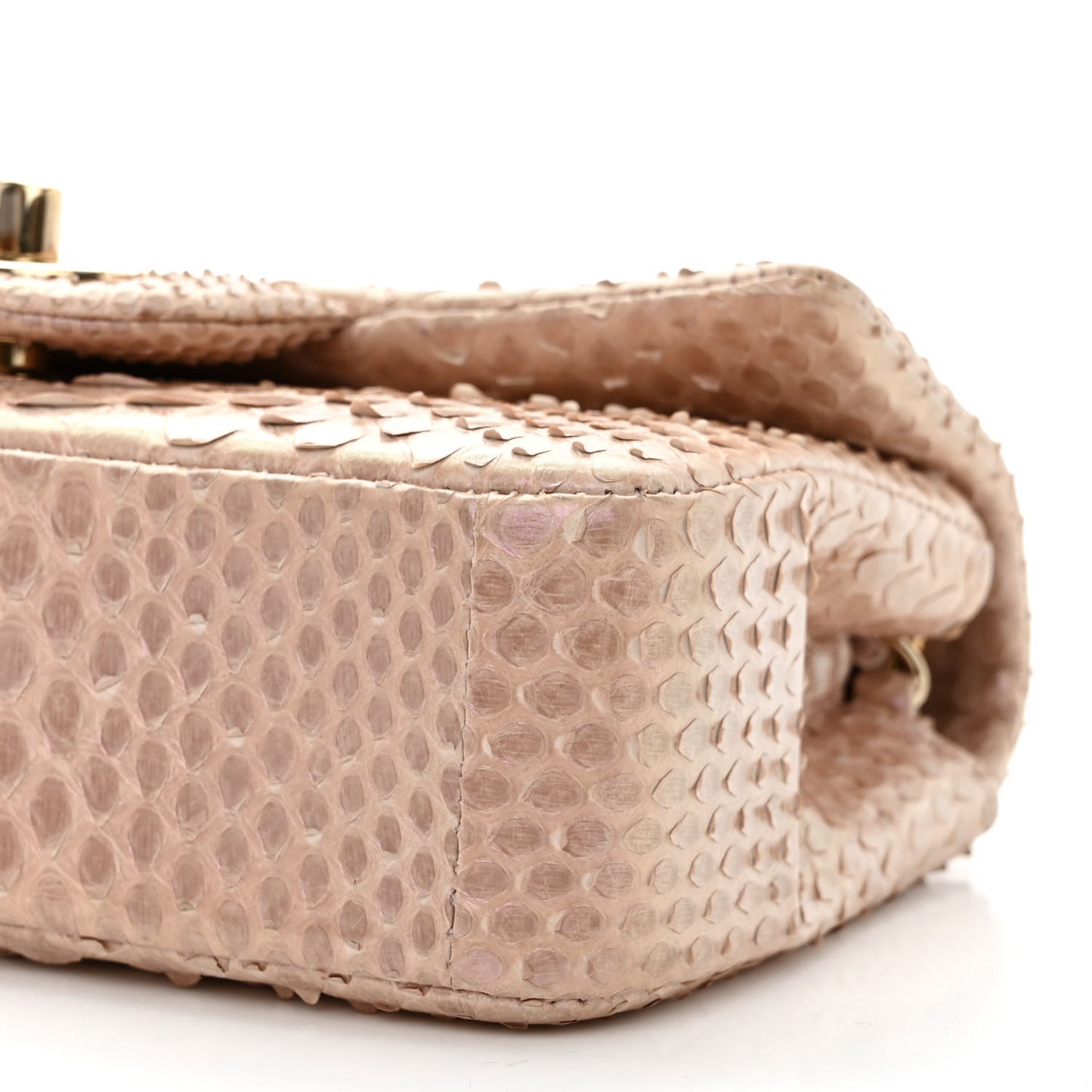 Metallic Snakeskin Extra Mini Rectangular Flap Pink