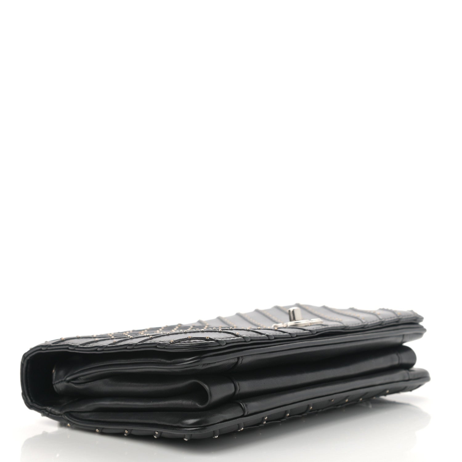 Chanel Calfskin Studded Chevron Quilted Flap Black 4 of 12