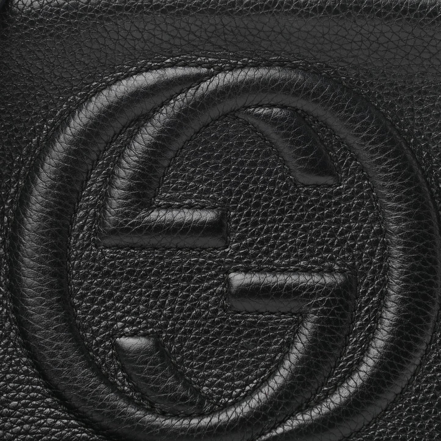 Pebbled Calfskin Small Soho Disco Bag Black