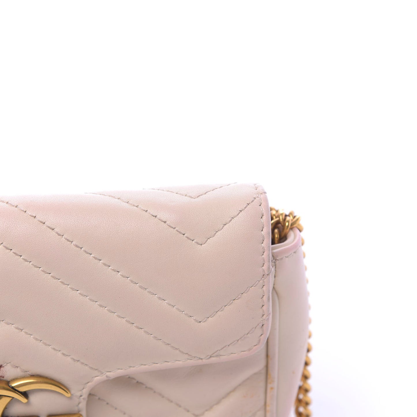 Calfskin Matelasse Super Mini GG Marmont Shoulder Bag White
