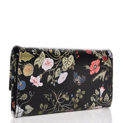 Gucci Shangai Calfskin Flora Knight Flap Wallet Black 3 of 7