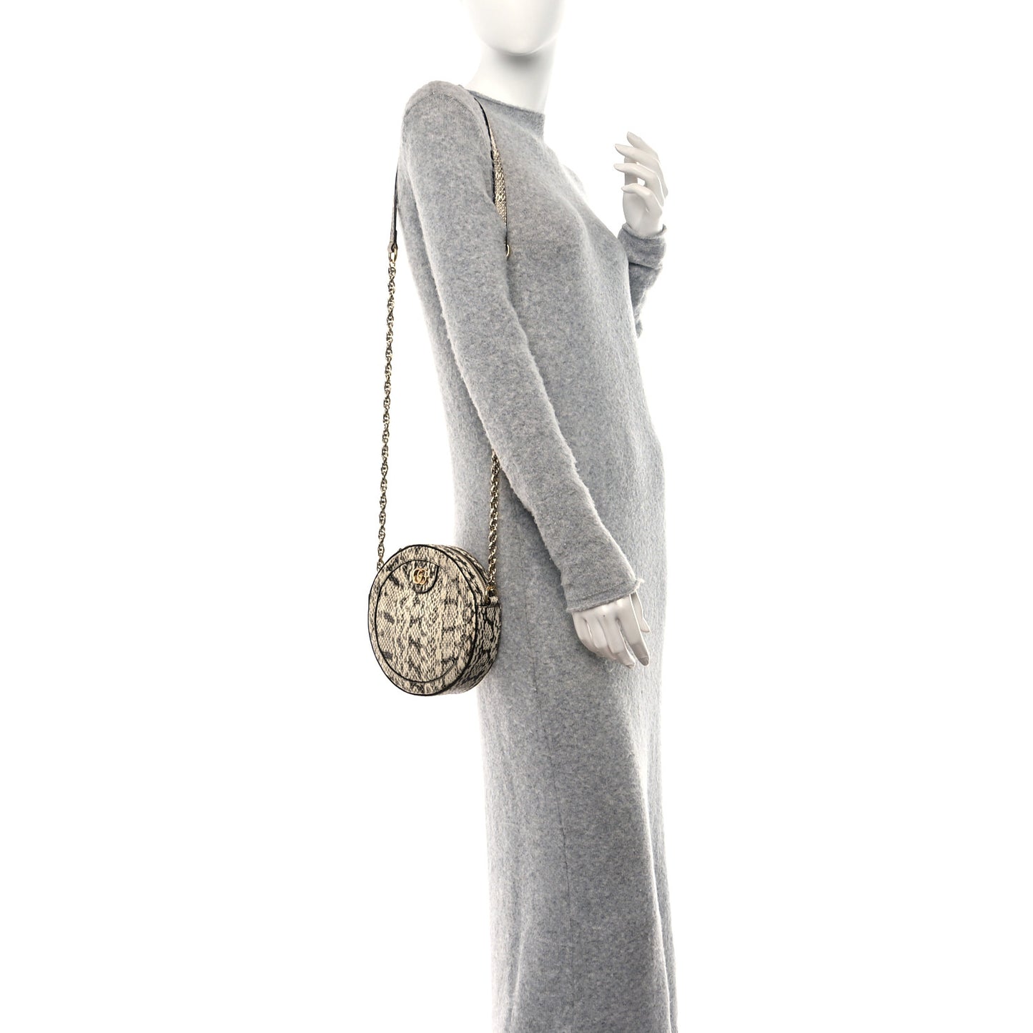 Snakeskin GG Ophidia Round Crossbody Bag Roccia