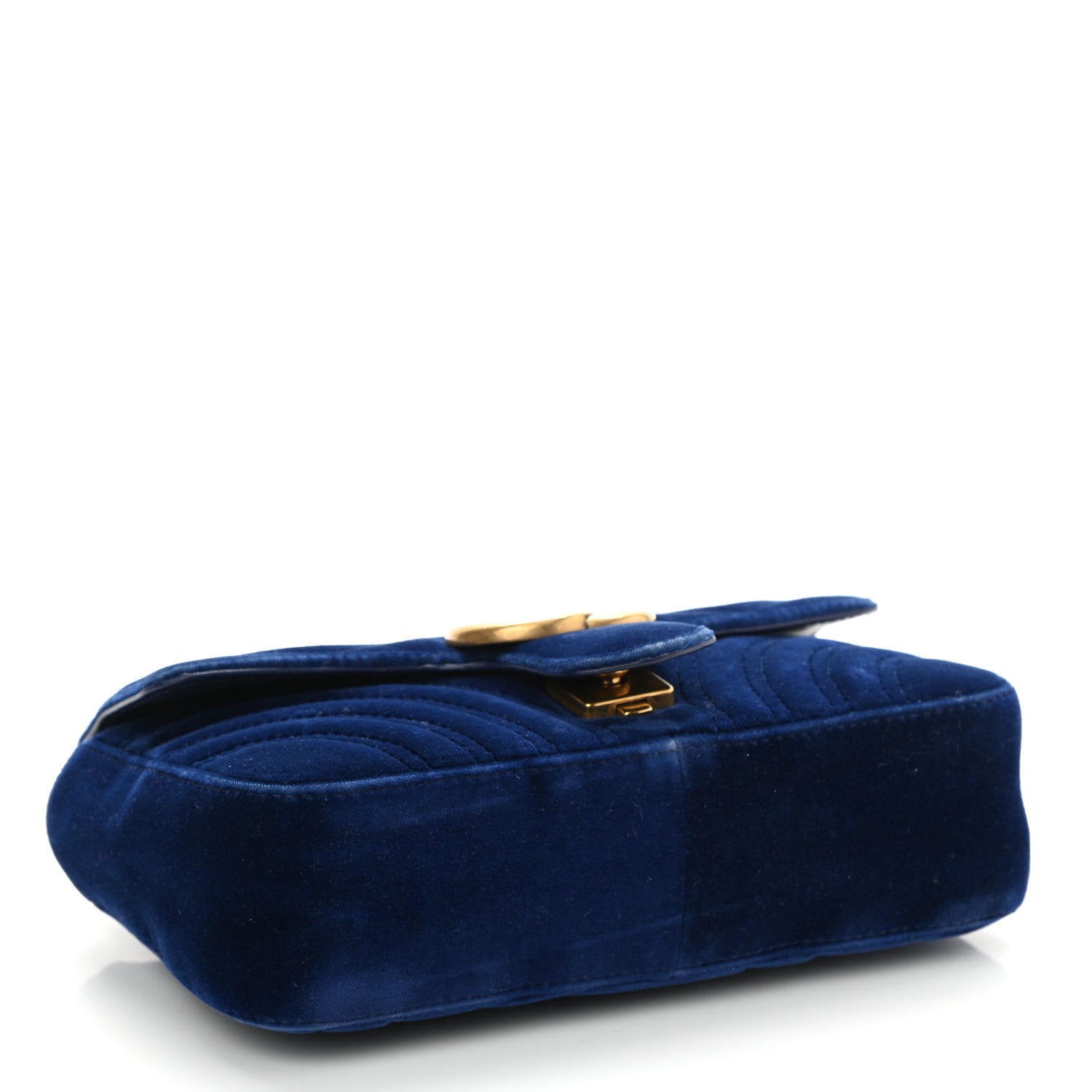 Gucci Velvet Matelasse Mini GG Marmont Shoulder Bag Cobalt Blue 4 of 12