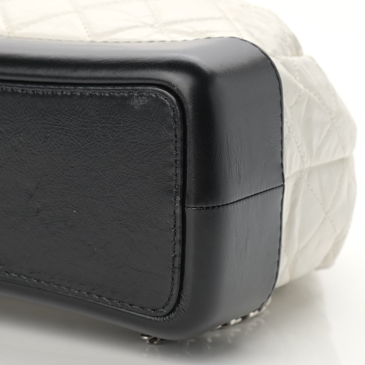 Aged Calfskin Quilted Gabrielle Backpack Black White