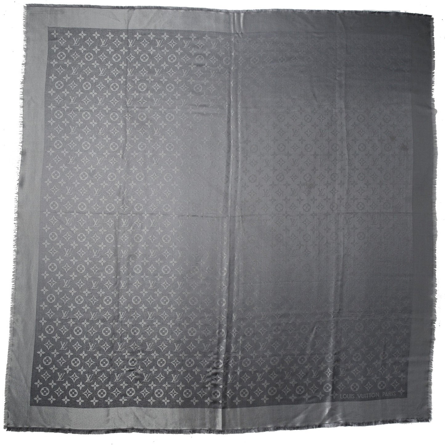 Silk Lurex Wool Monogram Shine Shawl Pearl Grey