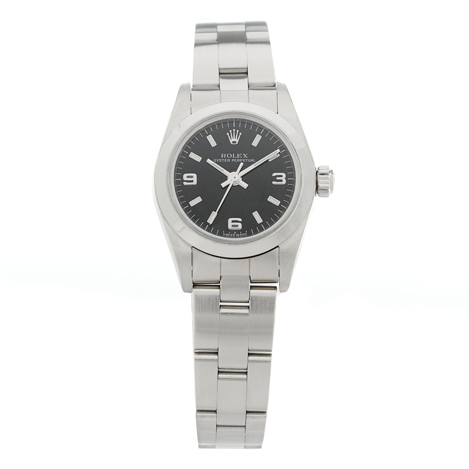 Rolex Stainless Steel 24mm Oyster Perpetual Watch Black 76080 2 of 8