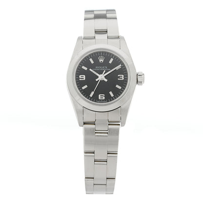 Rolex Stainless Steel 24mm Oyster Perpetual Watch Black 76080 2 of 8
