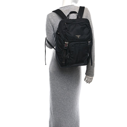 Prada Re-Nylon Saffiano Logo Double Buckle Backpack Black 2 of 9