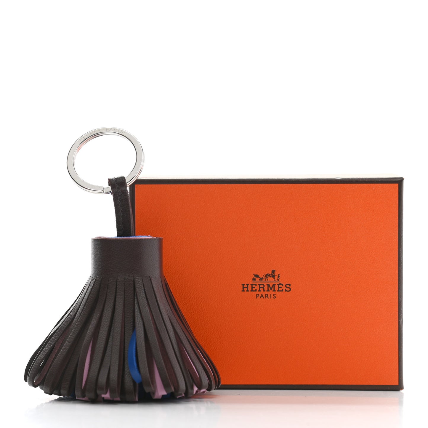 Lambskin Tri-Color Carmen Tassel Key Holder Rouge Sellier Mauve Sylvestre Bleu France