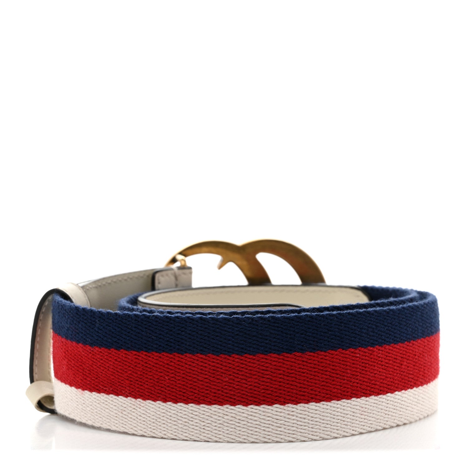Gucci Nylon Calfskin Sylvie Web Double G 40mm Belt 80 32 Mystic White Hibiscus Red Maritime 2 of 5