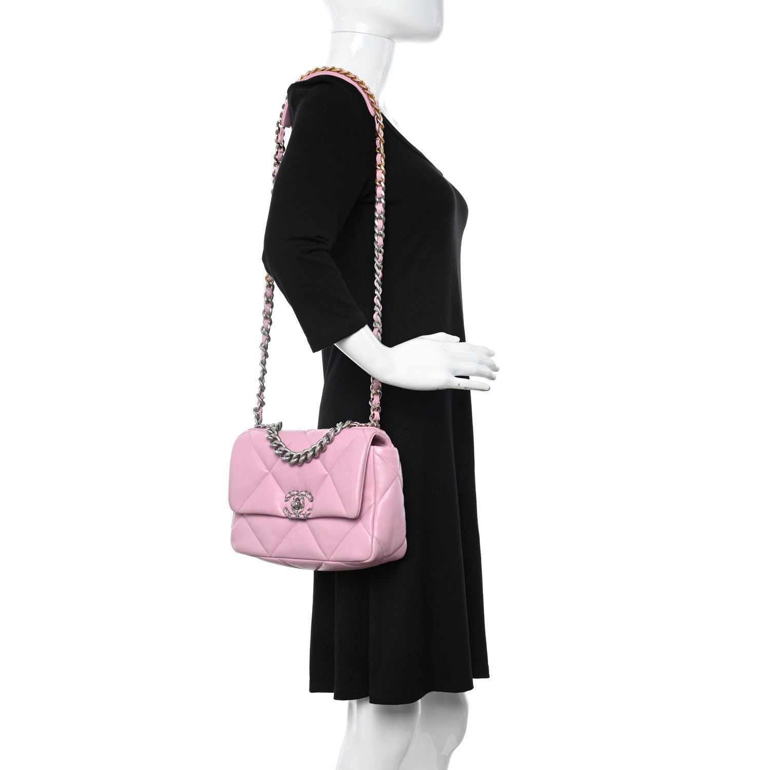 Chanel Lambskin Quilted Medium Chanel 19 Flap Pink 2 of 11