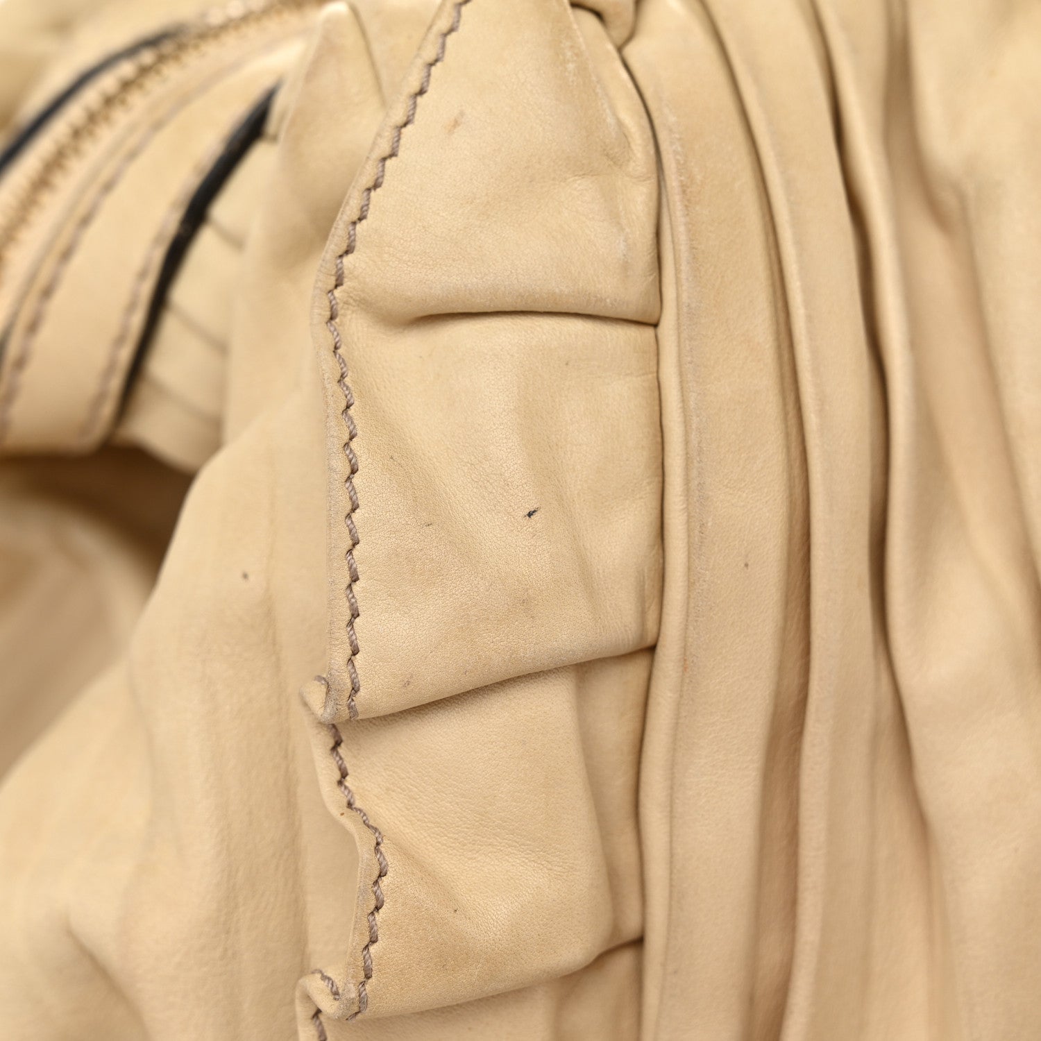 Dolce & Gabbana Calfskin Pleated Miss Gin Ruffle Bowler Tan 18 of 20