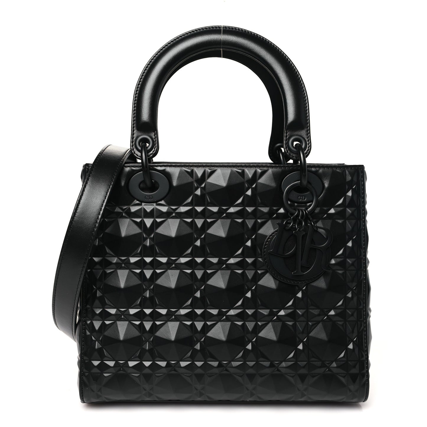 Calfskin Cannage Diamond Cannage Medium Lady Dior Black