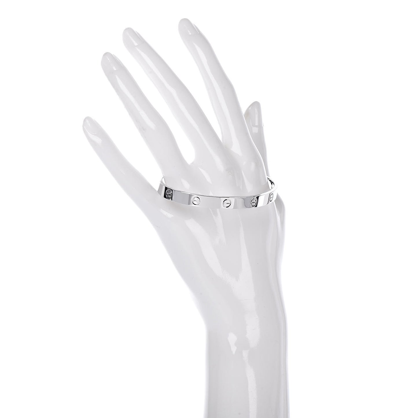 18K White Gold LOVE Cuff Bracelet 19