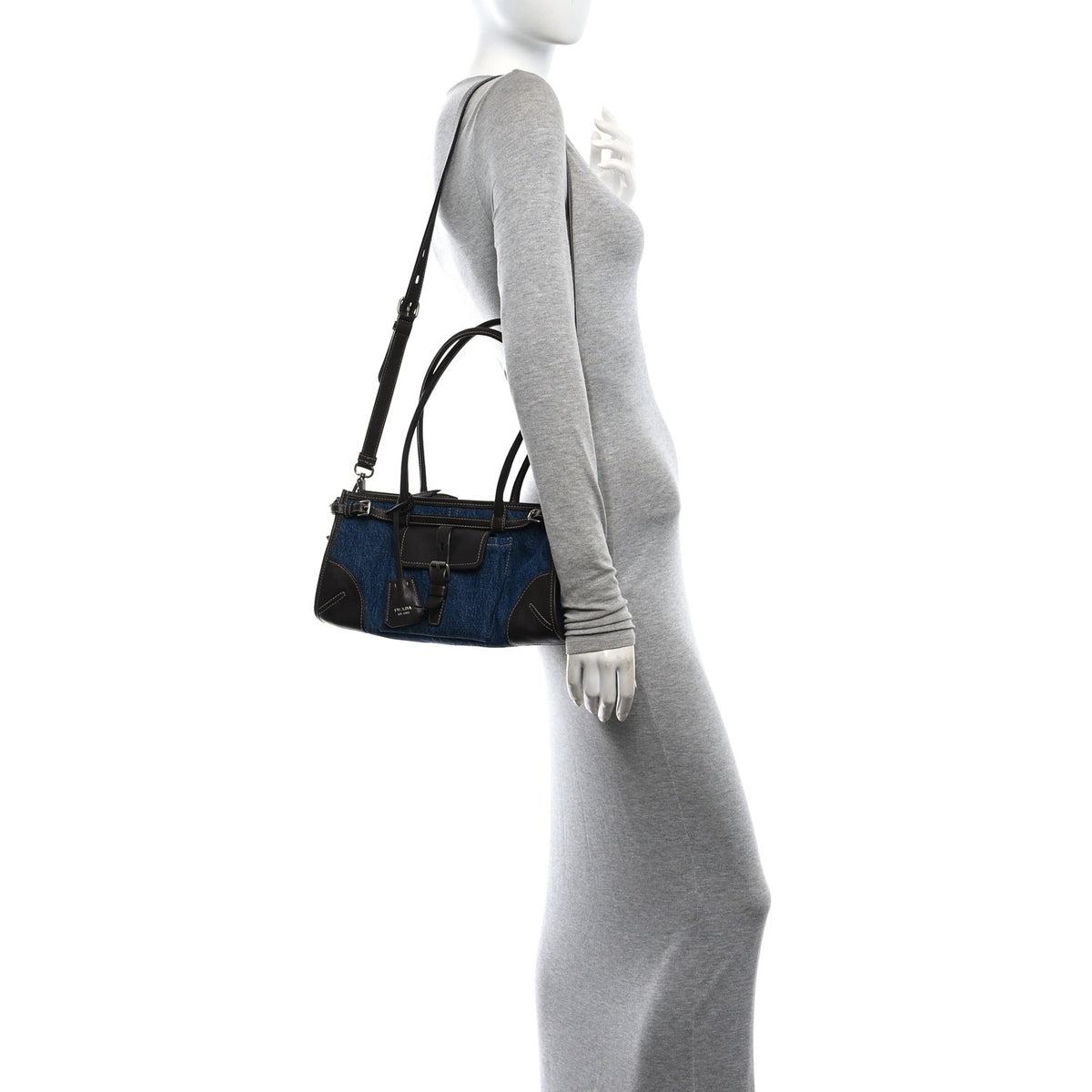 Denim Buffalo Triangle Medium Bonnie Shoulder Bag  Blue Caffe