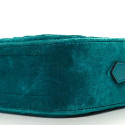 Gucci Velvet Matelasse Small GG Marmont Chain Shoulder Bag Pavone Cyan 10 of 10