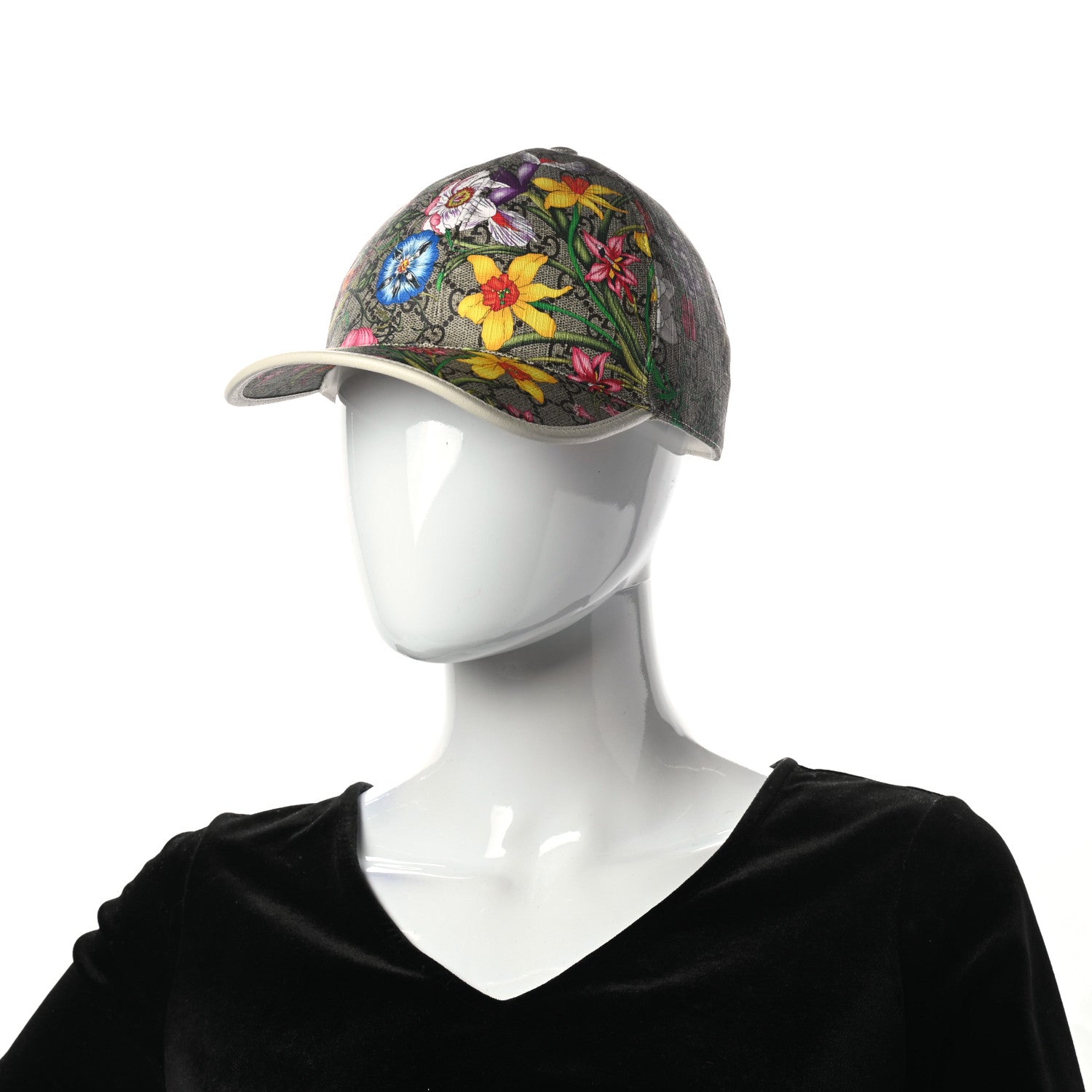 Gucci GG Supreme Flora Claudia Baseball Hat 58 L White 2 of 8
