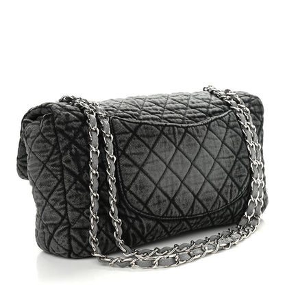 Chanel Denim Quilted Denimpression Flap Grey Black 3 of 9