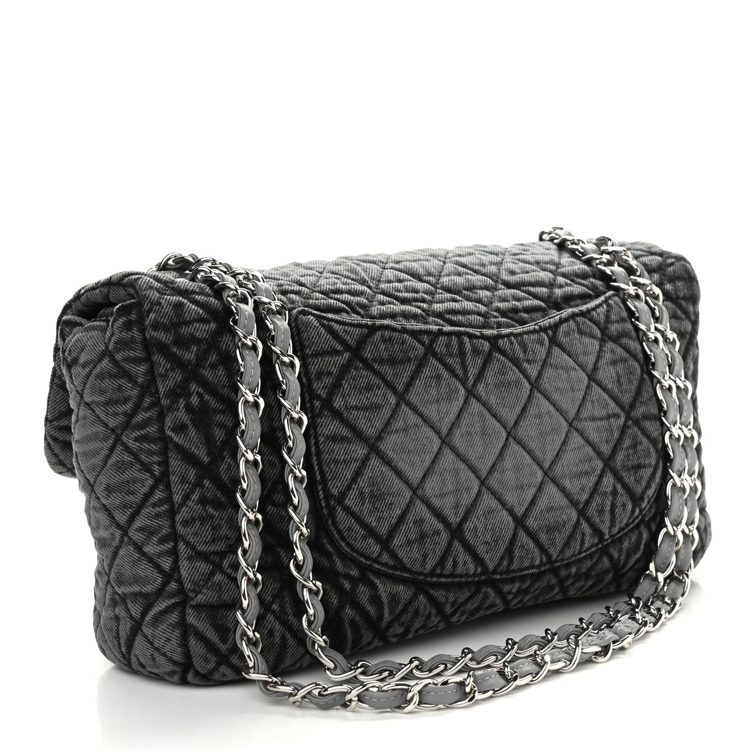Chanel Denim Quilted Denimpression Flap Grey Black 3 of 9