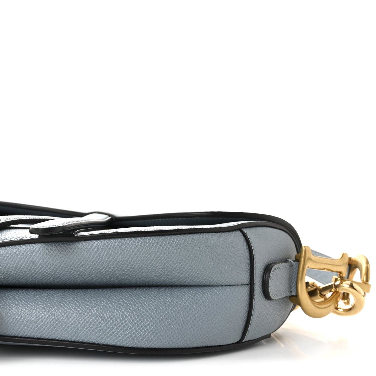 Grained Calfskin Saddle Bag With Strap Sky Blue