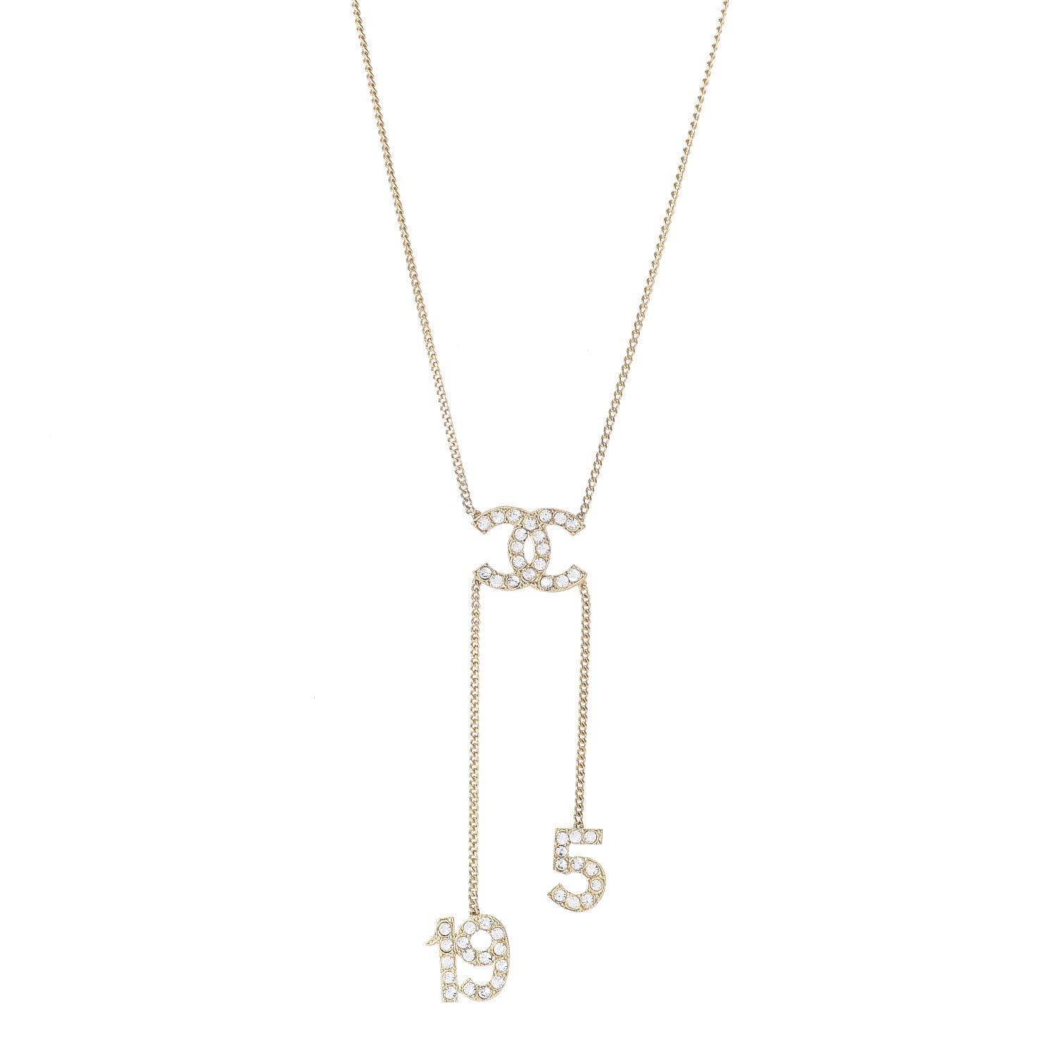 Chanel Crystal CC N°5 N°19 Necklace Gold 1 of 5