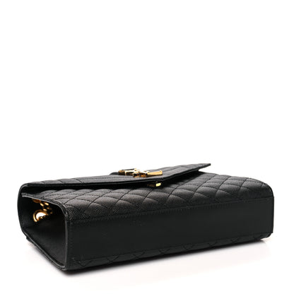 Saint Laurent Grain De Poudre Textured Mixed Matelasse Triquilt Medium Monogram Satchel Black 4 of 8