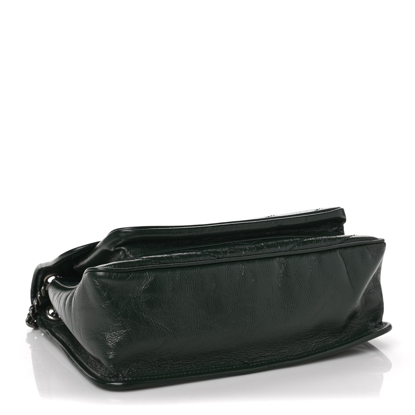 Crinkled Calfskin Matelasse Monogram Medium Niki Chain Satchel New Vert Fonce