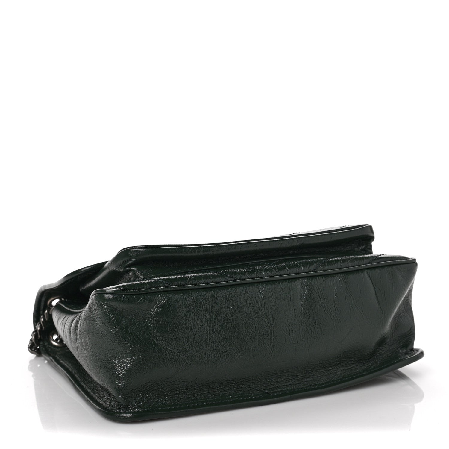 Saint Laurent Crinkled Calfskin Matelasse Monogram Medium Niki Chain Satchel New Vert Fonce 3 of 5