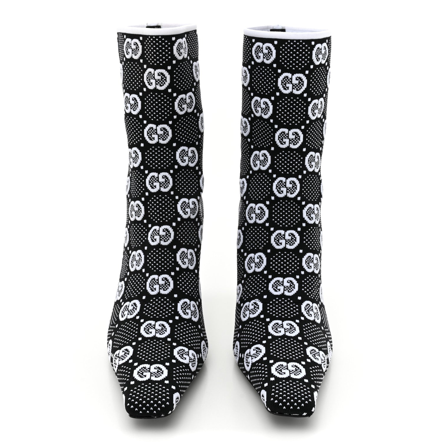 Gucci Technical Jersey Knit GG Monogram Square G 75mm Ankle Boots 38 Black Great White 2 of 9