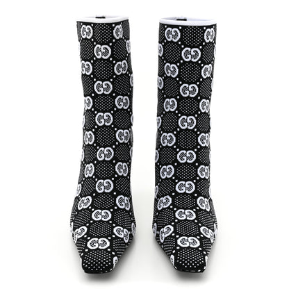 Gucci Technical Jersey Knit GG Monogram Square G 75mm Ankle Boots 38 Black Great White 2 of 9